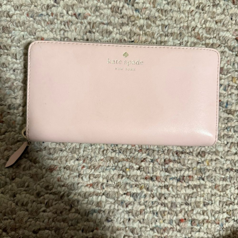 Kate Spade Large Continental Light Rose Pink Gold Leather Wallet